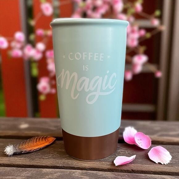 Starbucks Coffee Is Magic Ceramic Travel Tumbler Mug 12oz NWT - Picture 1 of 7
